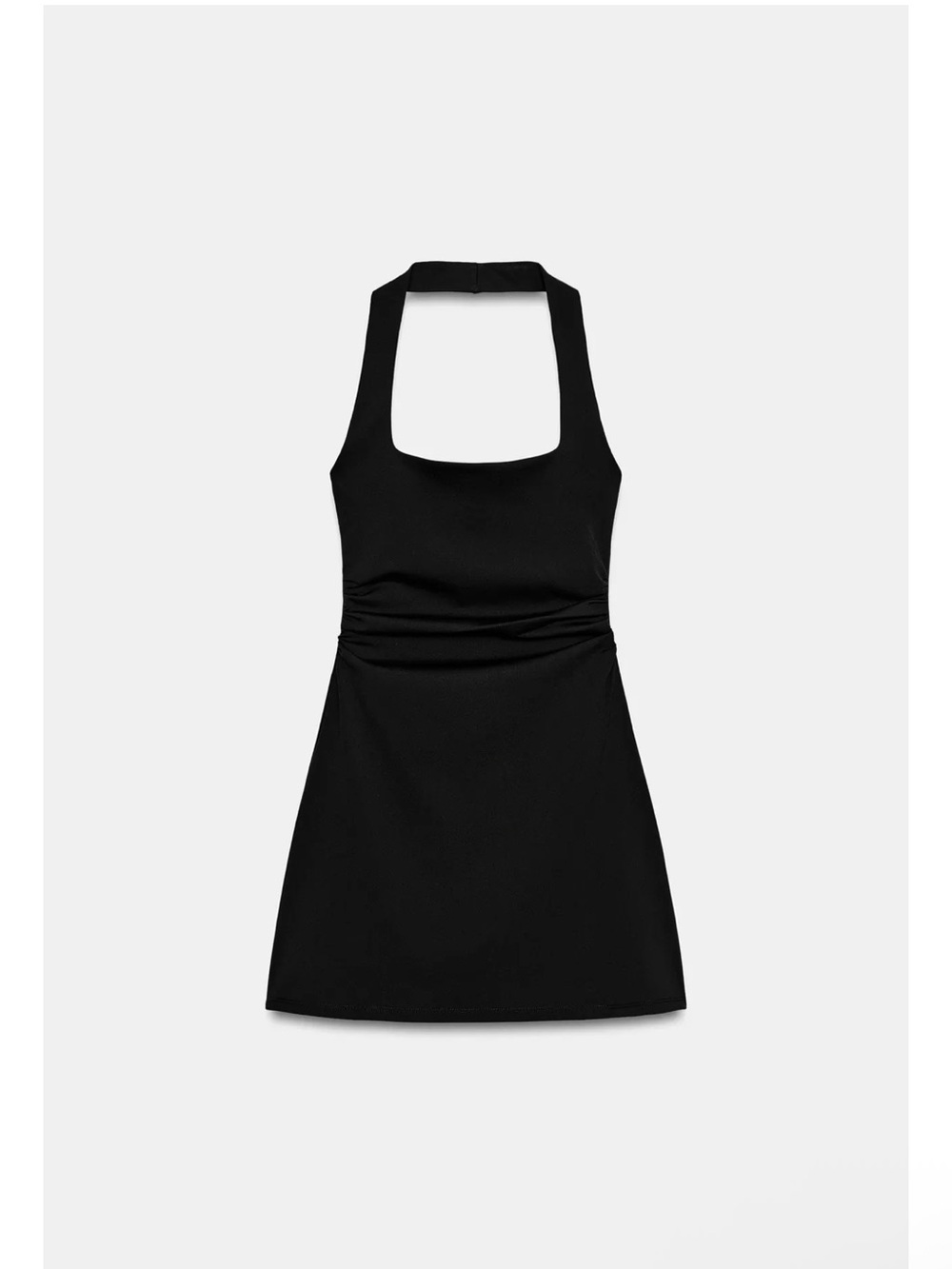 Zara Black Halter Mini Dress with Square Neck
